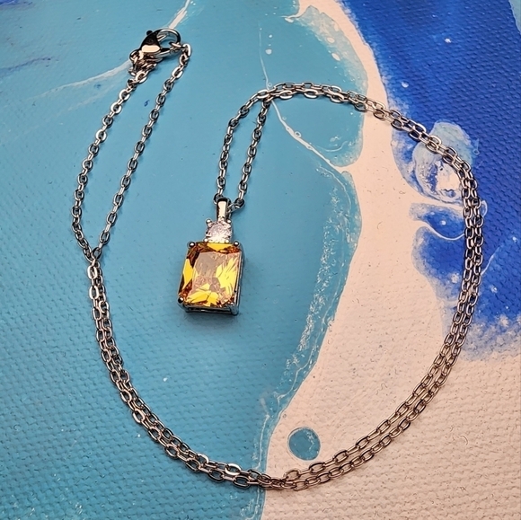 Citrine yellow gemstone necklace November Birthstone - Picture 1 of 10